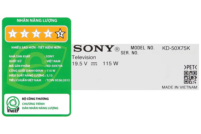 Google Tivi Sony 4K 50 Inch KD-50X75K